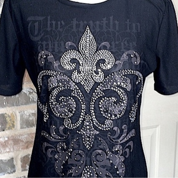 Embellished Rhinestone French Quarter Mardi Gras New Orleans Fleur De Lis Top SM - Picture 11 of 13